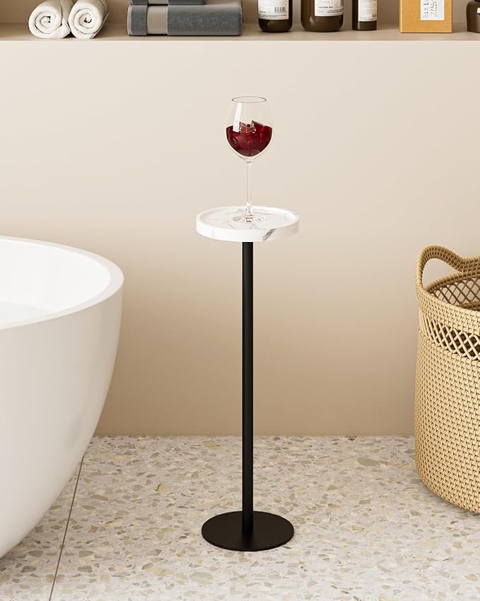 Drink Table, Small Pedestal Side Table, Round Cocktail Table, Circle Accent End - Image 2