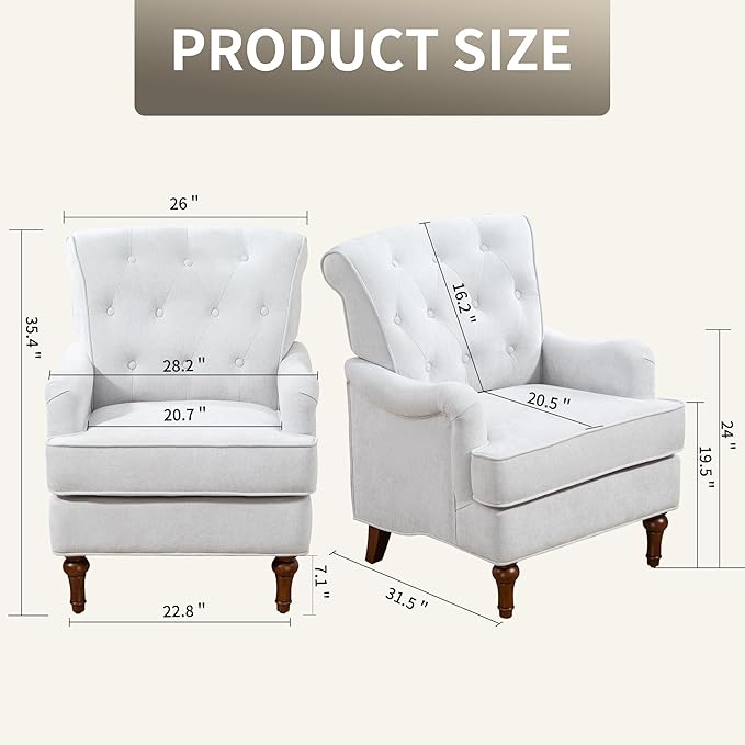 Ball & Cast Comfy Chenille Club Sofa Living Room Chairs, Accent Chair - Image 2