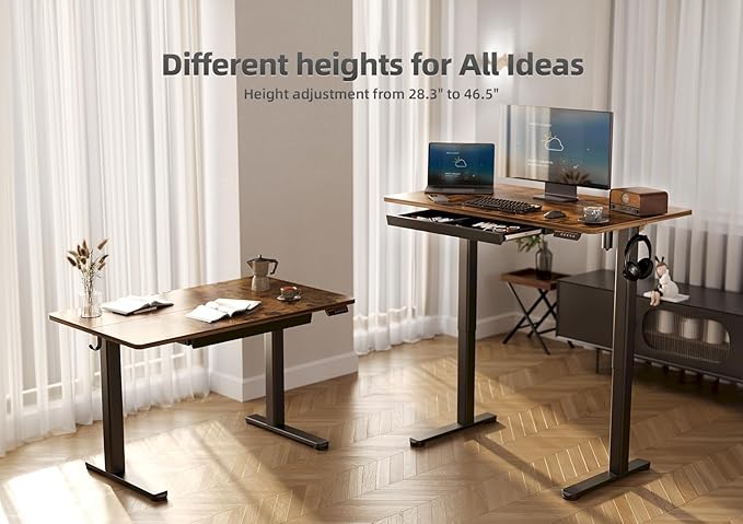 YDN Standing Desk with Drawers, Electric Adjustable Height 48 x 24 Inch Stand - Image 6
