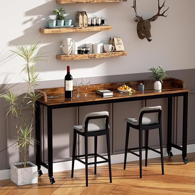 70.8" Standing Desk with Charging Station, Extra Long Desk on Wheels - Image 4