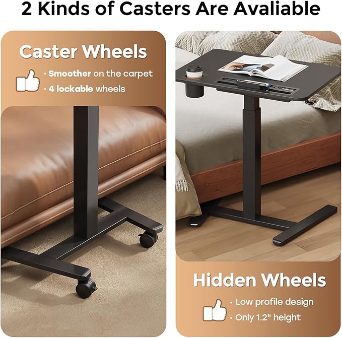 Mobile Standing Desk with Drawer, Portable Laptop Workstation on Wheels - Image 8