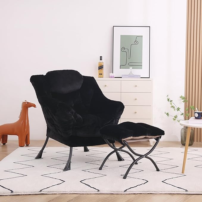 Lazy Chair with Ottoman, Modern Accent Chair Lounge Leisure Sofa Chair with - Image 5
