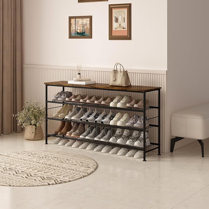 Shoe Rack Organizer 4 Tier for Closet Entryway Free Standing Metal Storage Shoe - Image 2