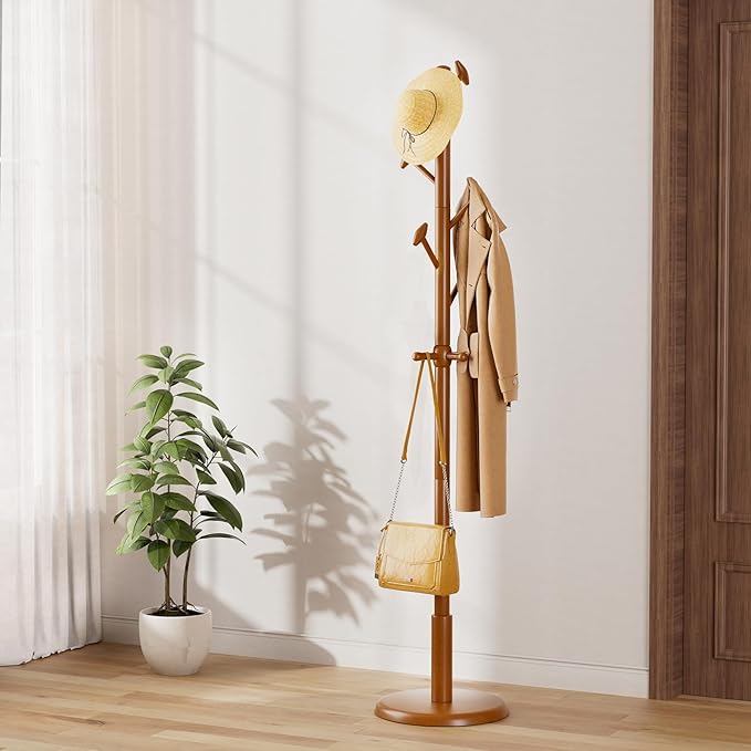 Solid Wood Coat Rack Freestanding Coat Tree - Image 9