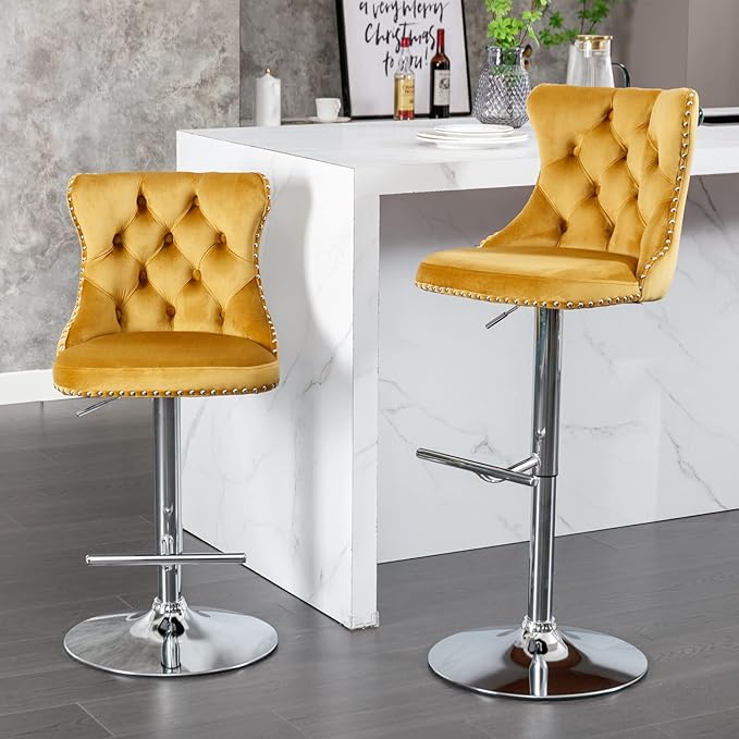 PacknWood Acosure Swivel Velvet Bar Stools Adjusatble Seat Height from 25-33" by Unknown