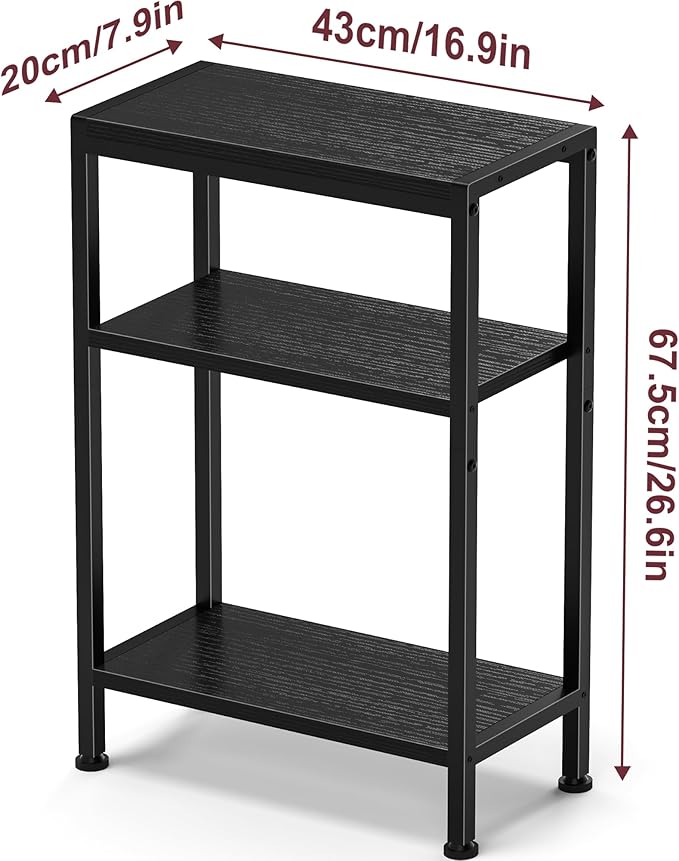 Narrow Side Table for Small Space Set of 2, 3-Tier Small End Table - Image 8