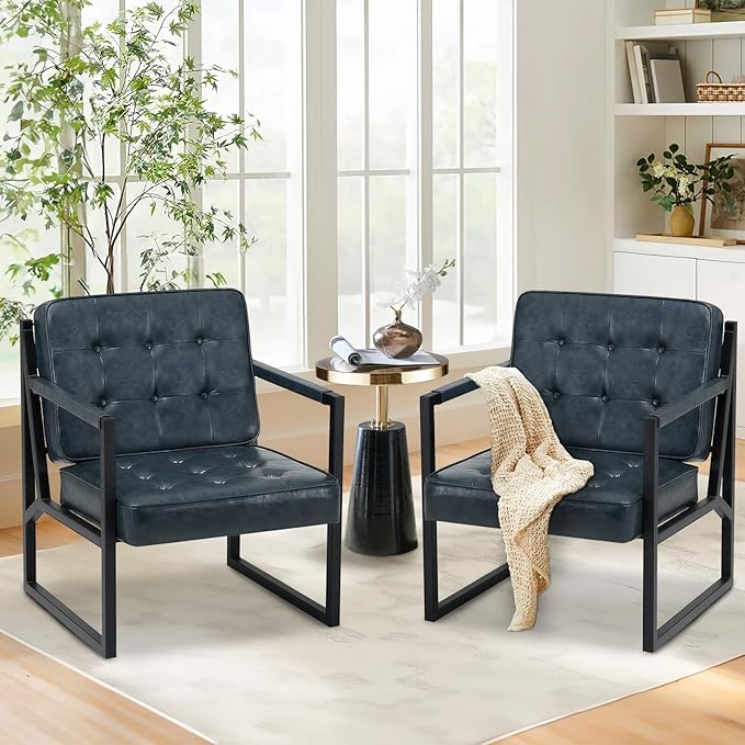 COLAMY Accent Chairs Set of 2, Modern Accent Arm Chairs - Image 3