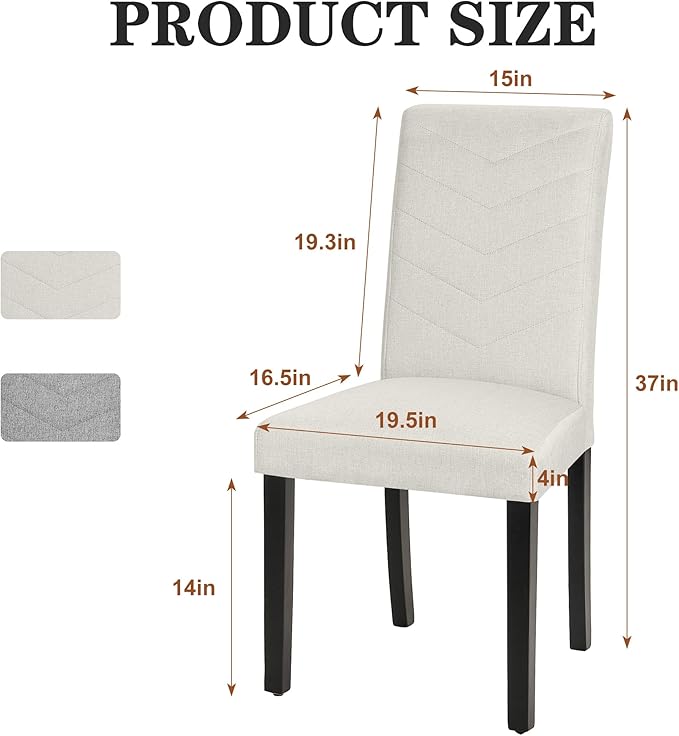 VECELO Upholstered Dining Chairs Set of 4, Fabric Wood Legs High Back - Image 3