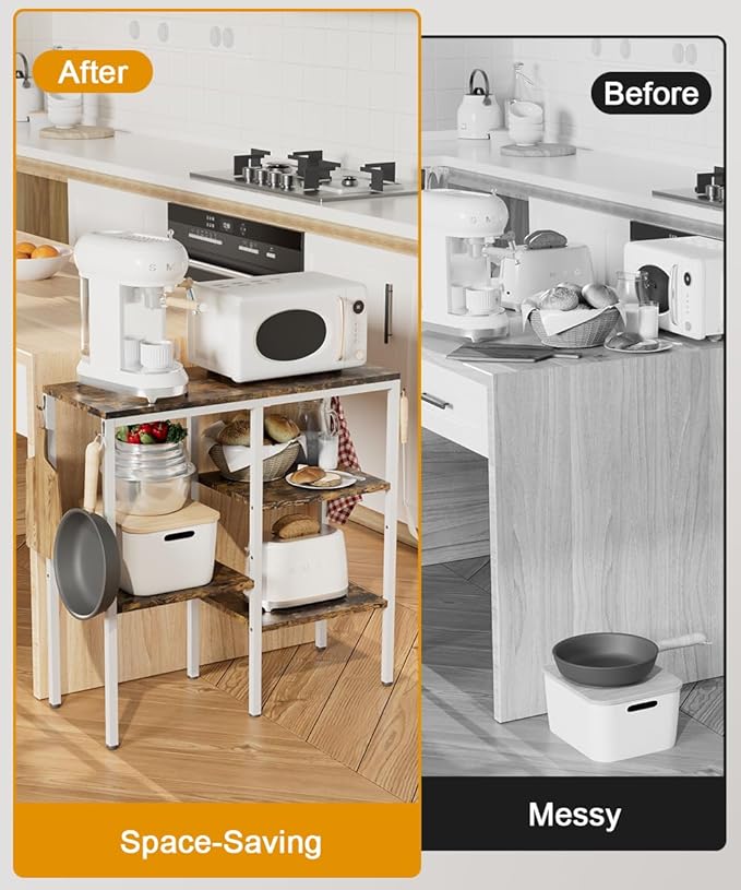 Artibear 4-Tier Kitchen Microwave Oven Stand, Adjustable Coffee Bar Station - Image 4