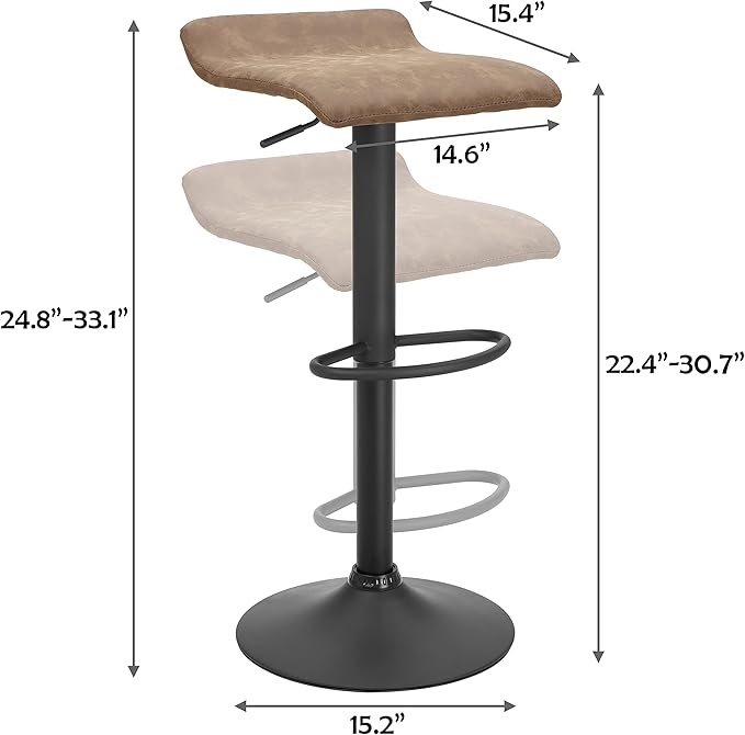 Finnhomy Set of 2 Adjustable Bar Stools, Swivel Barstools - Image 3