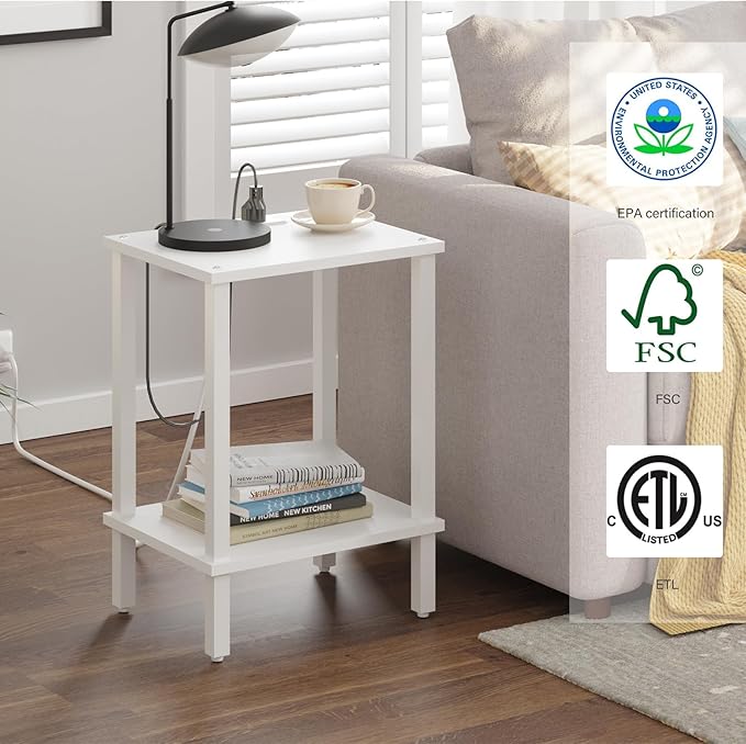 TUTOTAK End Table with Charging Station, Small Side Table with Outlets - Image 9