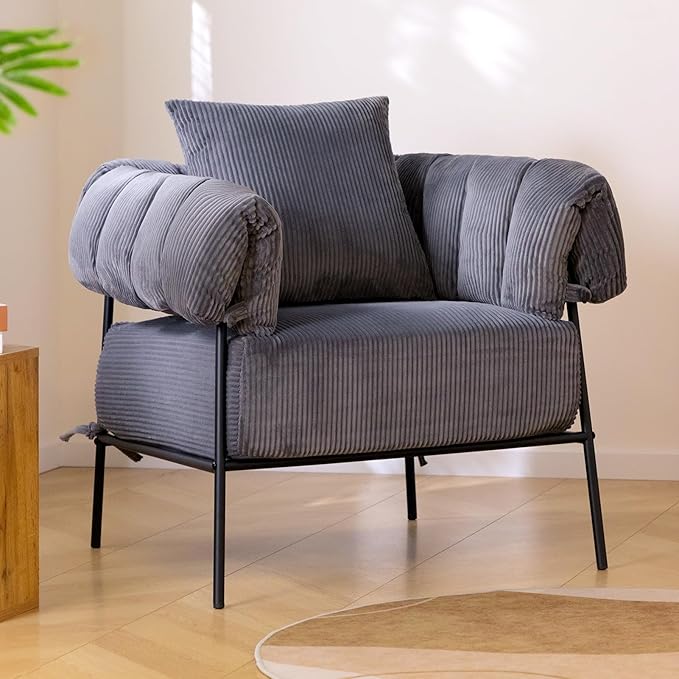 HollyHOME Modern Velvet Accent Chair, Upholstered Comfy Reading Chair, Fabric - Image 9