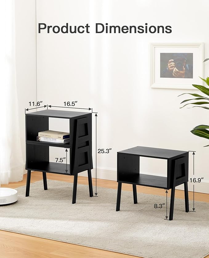 Pipishell Bedside Tables, Stackable Bamboo Nightstands, Bamboo Side Tables - Image 3