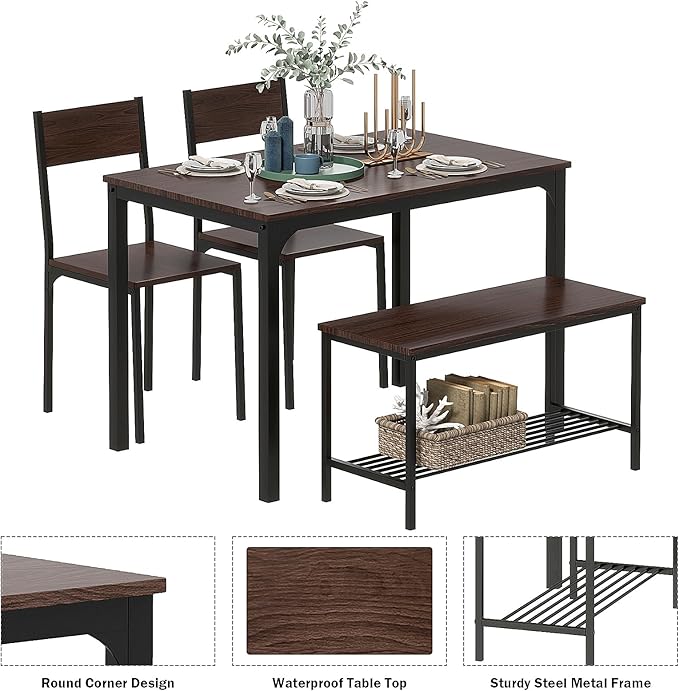 sogesfurniture Table Chairs Set of 4, Dining Table Set - Image 3