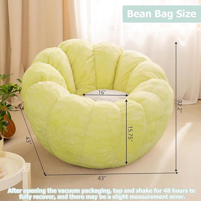 Pumpkin Bean Bag Sofa Chair for Adult, Beanbag Couch - Image 2