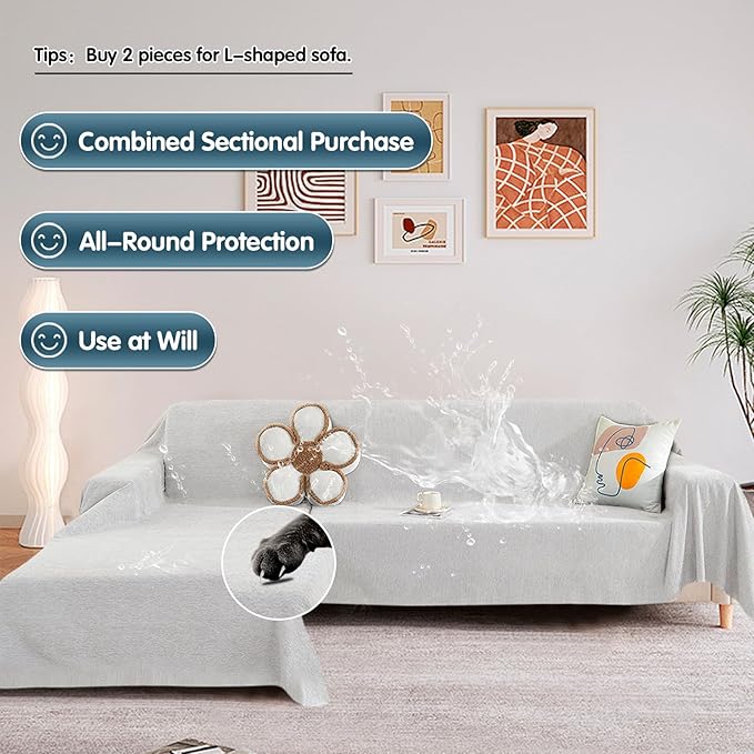 STACYPIK Thick Waterproof White Sofa Cover - Image 6