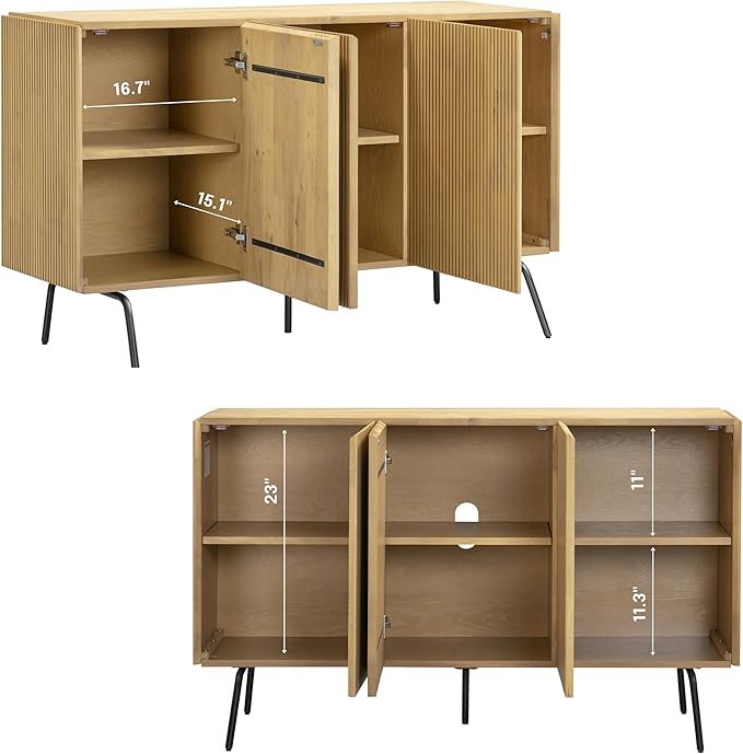 NTC Veil Modern Sideboard with 3 Doors, Buffet Cabinet with Vertical Groove - Image 3