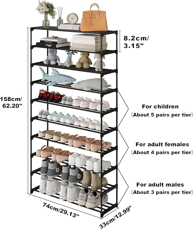 Calmootey 10-Tier Shoe Rack, Tall Large Capacity 50 Pairs Shoes Storage - Image 3