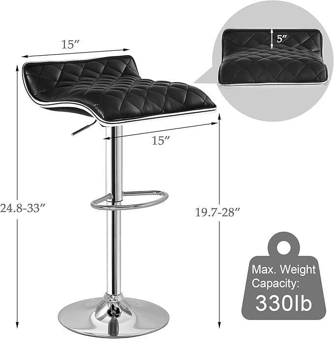VECELO Bar Stools Set of 4, Adjustable Bar Stools, Bar Height Stools - Image 3