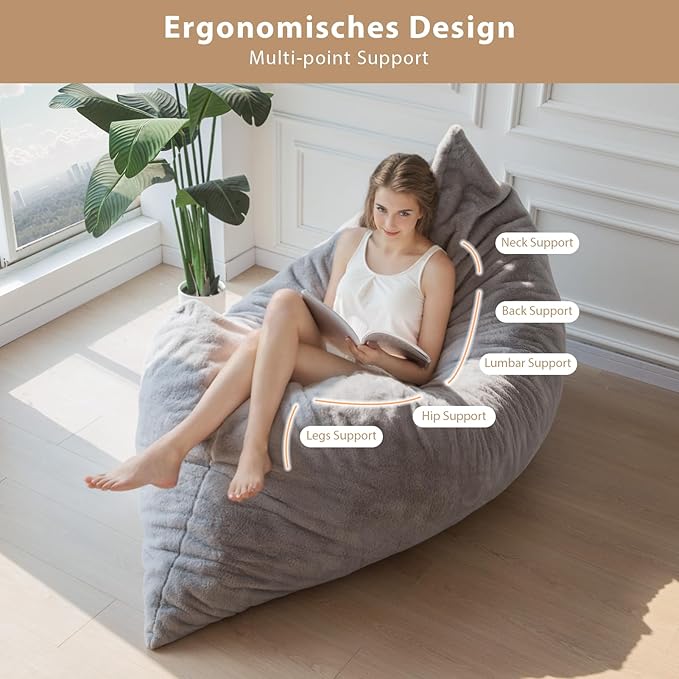 BYBYME 3 in 1 Bean Bag Chair, Convertible Chair Folds from Bean Bag to Lounger - Image 3