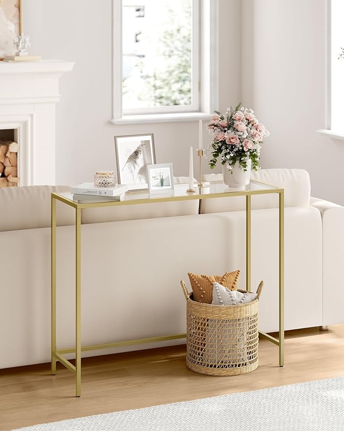 VASAGLE 39.4 Inches Console Table, Tempered Glass Sofa Table, Modern Entryway - Image 7