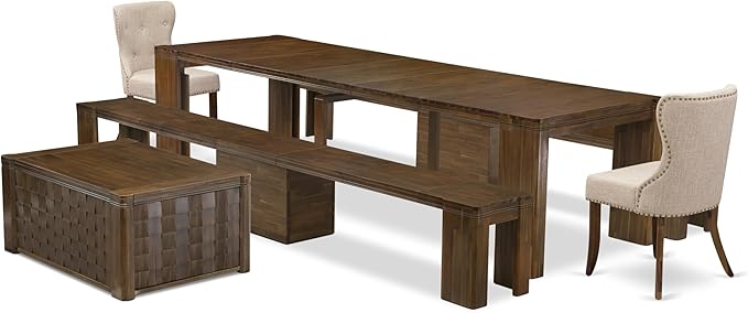 X02SI-2C8-04 - 6 pc Modern Dining Set contains an Extendable Rectangle Kitchen - Image 2