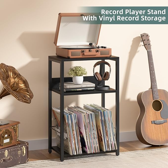 LELELINKY Record Player Stand Set of 2, 3-Tier End Side Table - Image 5