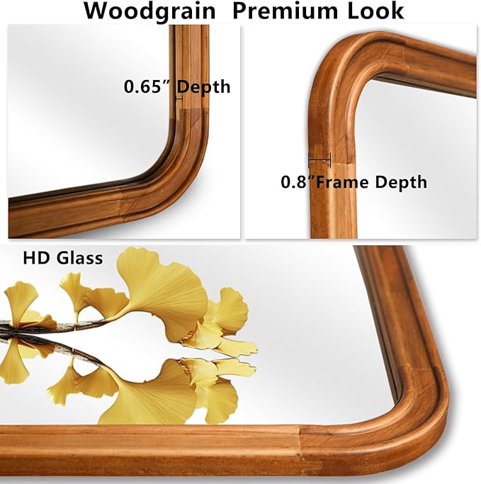 WallBeyond Wood Mirrors for Bathroom, 30x40 Inch Wooden Frame Wall Mirror - Image 4
