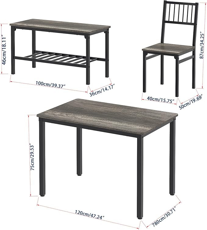 Teraves Dining Table Set for 4/Computer Desk, Kitchen Table - Image 9