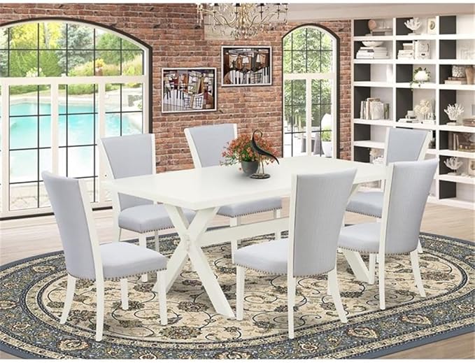 East West Furniture X027VE005-7 7 Piece Dining Set Consist of a Rectangle - Image 2