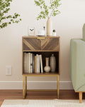 Nightstand, Modern Night Stand Boho Farmhouse Wood Bedside Table by Unknown