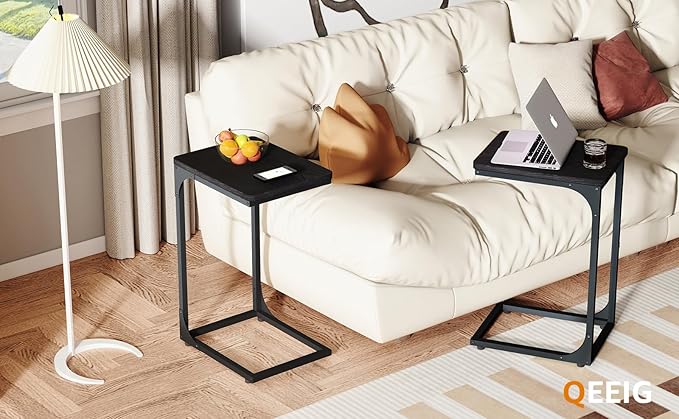 QEEIG C Table Side Table Living Room C Shaped Couch Tray End Table Modern 1 Pack - Image 7