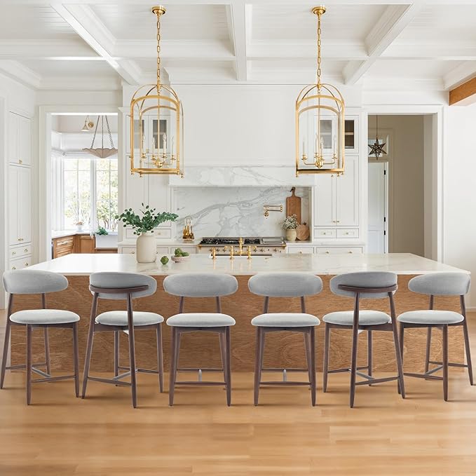 Upholstered Counter Height Bar Stools Set of 6, Kitchen Island Stools - Image 3