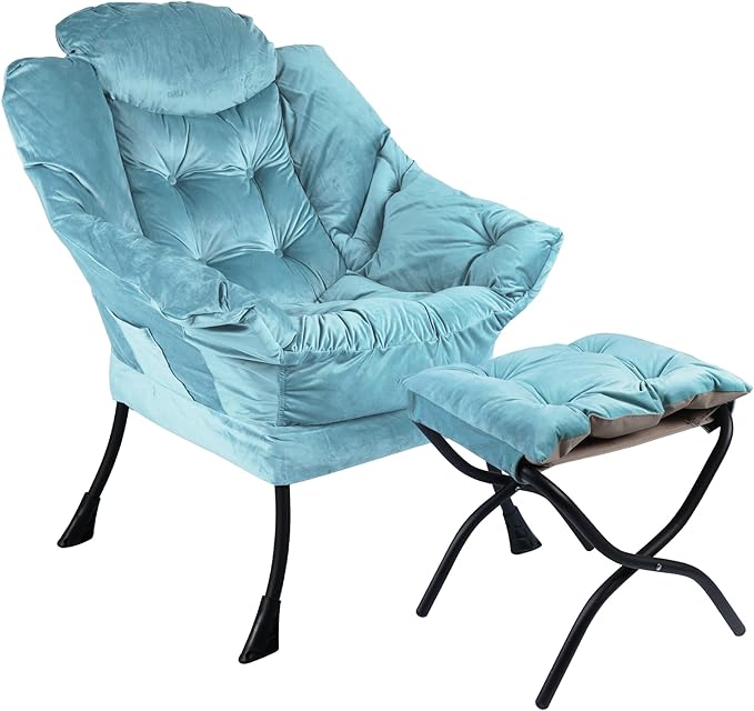 Lazy Chair with Folding Ottoman, Living Room Chairs, Accent Contemporary Lounge - Image 3