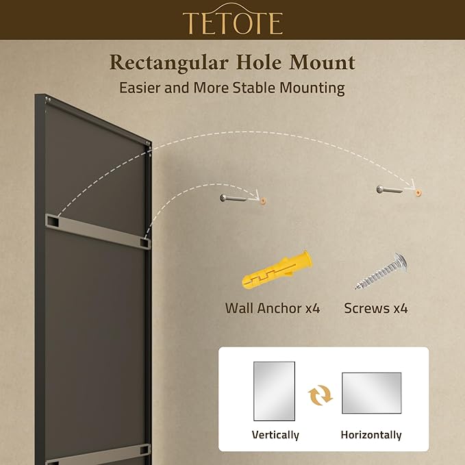 TETOTE Matte Black Beveled Framed Bathroom Mirror 60" x 36" Large Black - Image 8