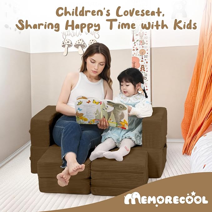 MeMoreCool Modular Kids Couch, Corduroy Play Toddler Couch - Image 4