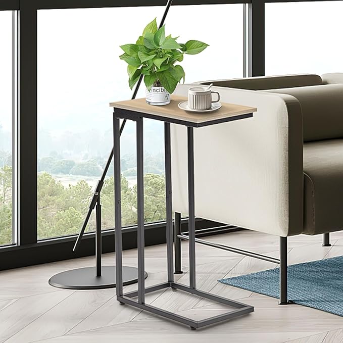 C-Shaped End Table, TV Tray Set of 2, Couch Side Laptop Table, - Image 7