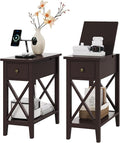 ChooChoo End Table Set of 2, Flip Top Narrow End Table by ChooChoo