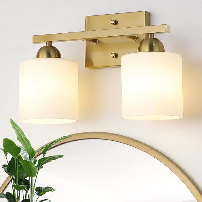 Stainless Steel Milk Glass Vanity Lights by MecgirnLighting