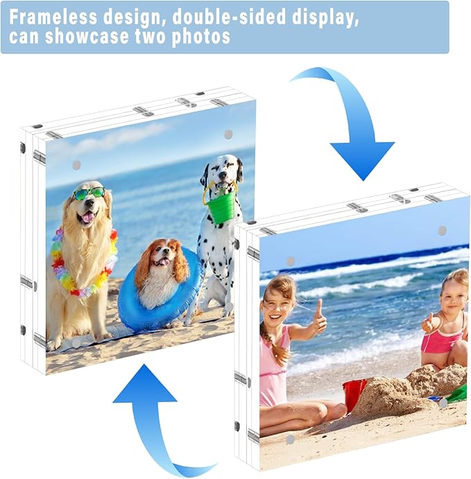 HELPLEX 5 Pack 8x8 Acrylic Picture Frames, 24mm Thicker Square Frameless Clear - Image 4