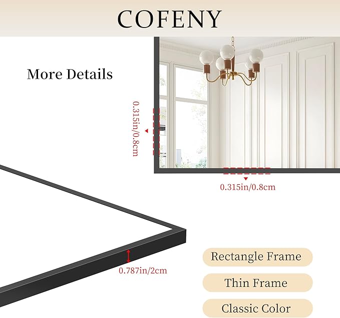 36x72inch Bathroom Mirror, Large Rectangular Wall Mirrors - Image 6