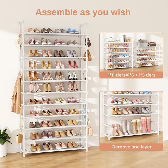 11 Tiers Tall Shoe Rack Holds 55 Pairs of Shoes - Image 5