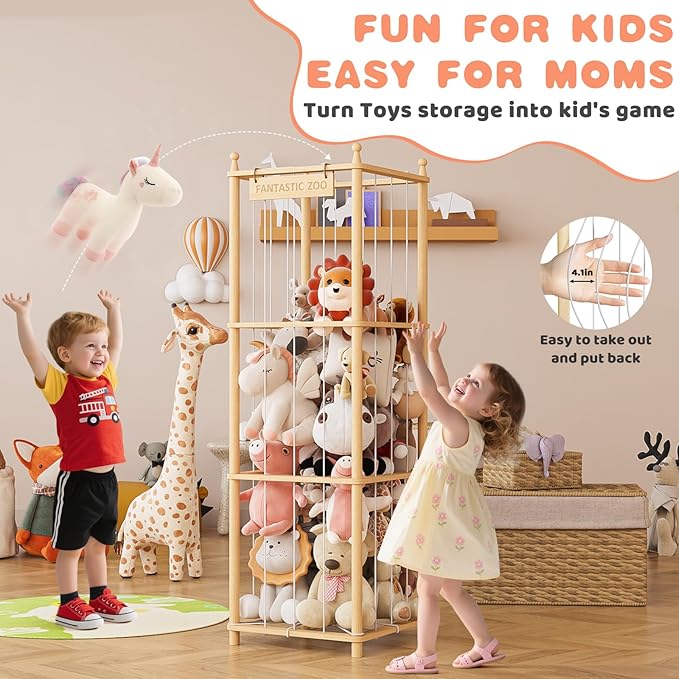 TOPMELON Stuffed Animal Zoo Storage, 16.8″ x 16.8″ x 53.6″ Large Capacity Plush - Image 3