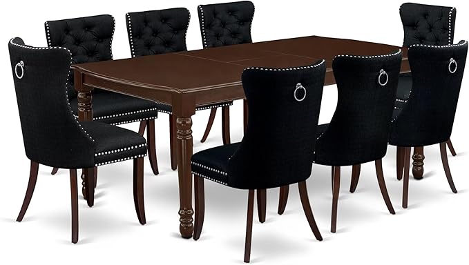East West Furniture DODA9-MAH-24 9 Piece Dining Table Set Includes a Rectangle by EastWestFurniture