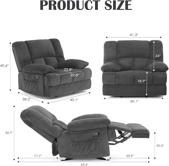 Oversized Rocker Recliner Chair, Wide Rocker Chair - Image 2
