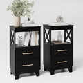 Tall Nightstand Set of 2 Side Table by ZYKZYKHOME