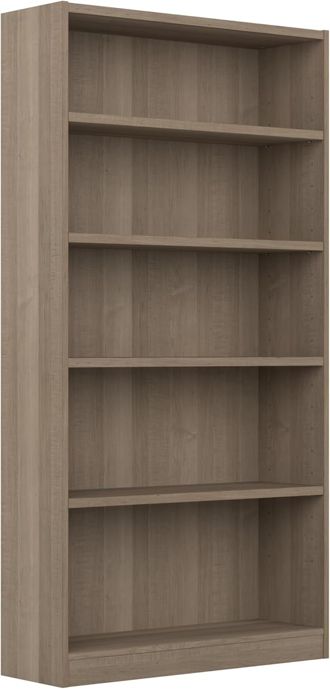 Bush Furniture Universal Tall 5 Shelf Bookcase in Ash Gray by BushBusinessFurniture
