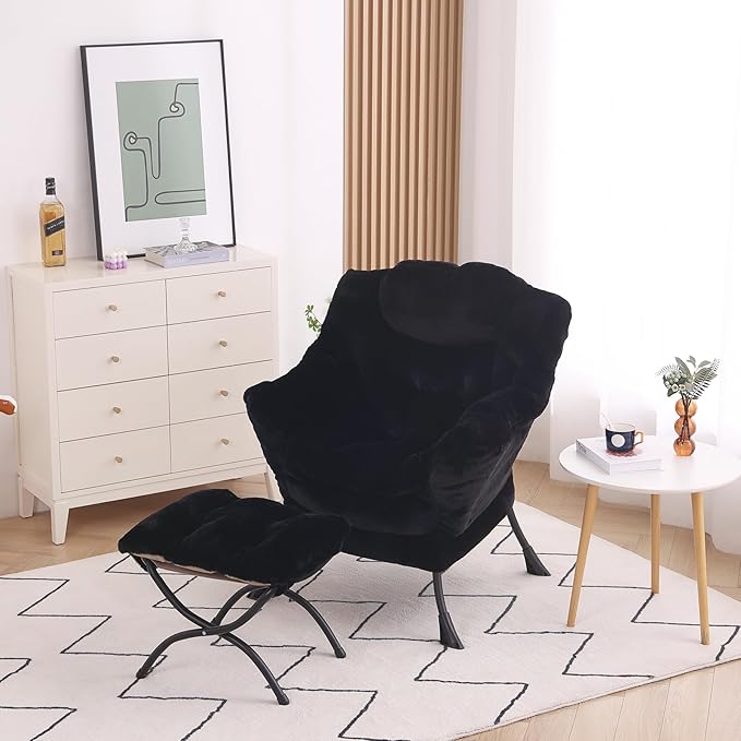 Lazy Chair with Ottoman, Modern Accent Chair Lounge Leisure Sofa Chair with - Image 4