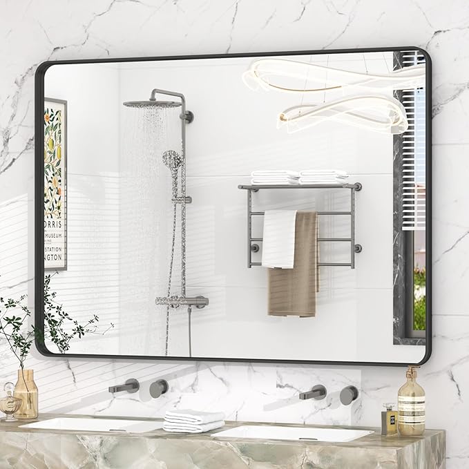 48x36 Inch Black Framed Bathroom Mirror by VANLIOBathroomMirror