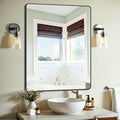Black Bathroom Mirror, Decorative Rectangular Vanity Mirror by DESBING